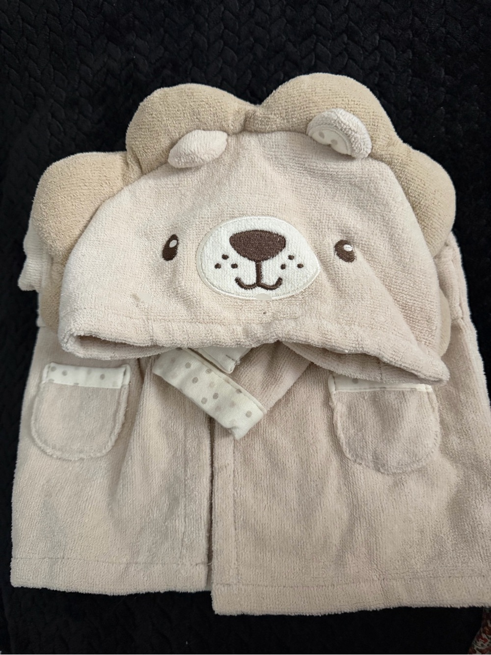 Cream Bear Hooded baby bath Robe